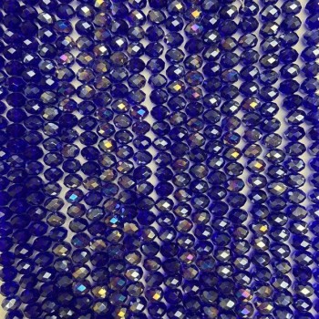 Beads Czech Crystal on fishing line, blue gasoline tint, 'faceted rondel', diameter 8x6mm, length 40–42cm
