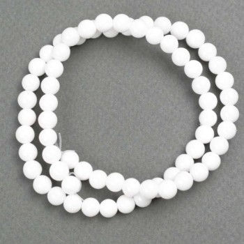Discount! White Agate Beads on Fishing Line (acrylic imitation) smooth bead, diameter 6± mm, length 40 cm+