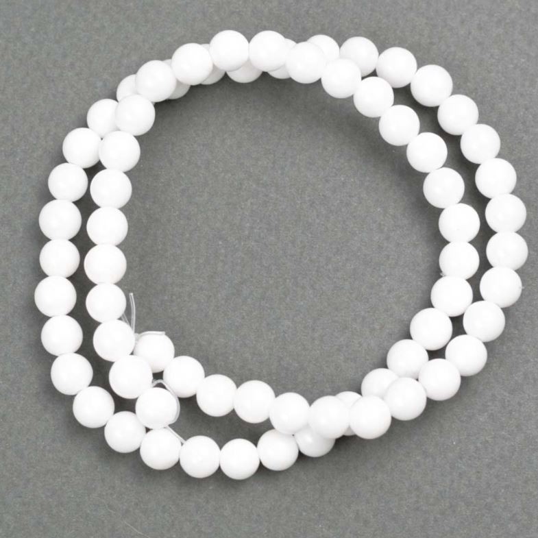 Discount! White Agate Beads on Fishing Line (acrylic imitation) smooth bead, diameter 6± mm, length 40 cm+