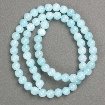 Sale! Aquamarine beads on thread (imitation acrylic) smooth round beads, 6 mm diameter, 40 cm length ±