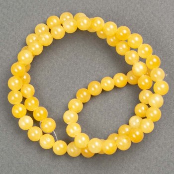 Discount! Citrine Beads on Beading Thread (Acrylic Imitation) Smooth Bead, 6 mm Diameter, 40 cm Length