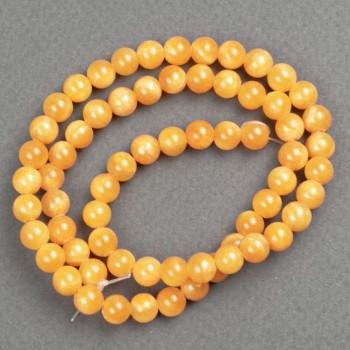 Sale! Citrine beads on beading thread (imitation acrylic) smooth bead, diameter 6 mm ±, length 40 cm ±
