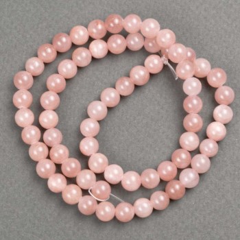 Discount! Strawberry Quartz Beads on Thread (Acrylic Imitation) Smooth Bead, 6mm Diameter, 40cm Length