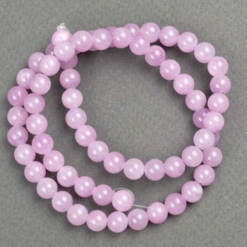 Sale! Kunzite Beads (Imitation, Acrylic) on Thread, Smooth Bead, 6.5 mm Diameter, 40 cm Length +-