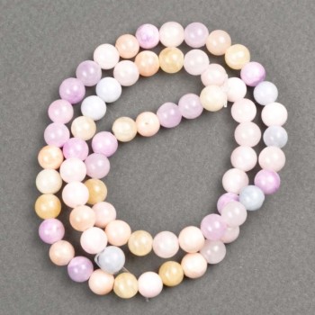 Sale! Morganite beads (imitation acrylic) on beading thread, smooth round beads, diameter 6mm +/-, length 40cm +