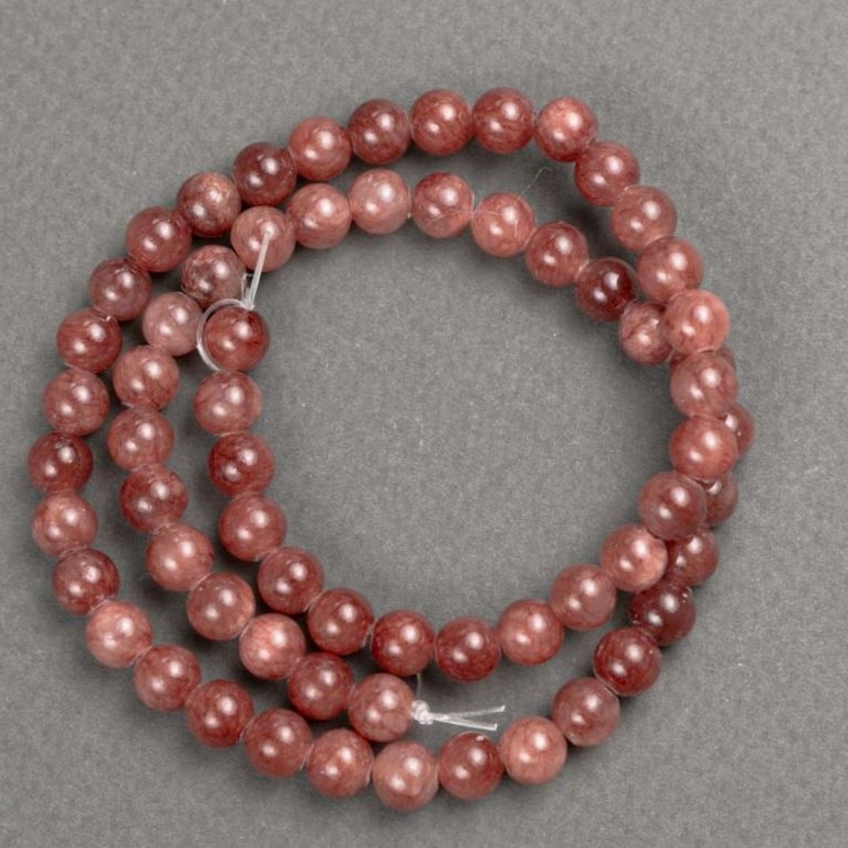 Sale! Selenite Beads (acrylic imitation) on thread, smooth bead, diameter 6.5 mm, length 40 cm