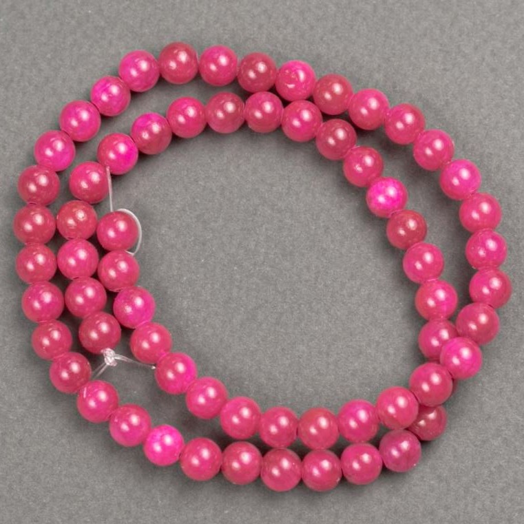 Tourmaline Beads (Acrylic) on Thread, Smooth Balls, 6.5 mm Diameter, 40 cm Length