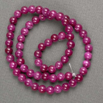 Discount! Raspberry Beads on Fishing Line Tinted Quartz (acrylic imitation) smooth sphere, diameter 6.5 mm, length 40 cm +