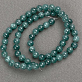 Discount! Beads on thread: Toned Quartz (acrylic imitation) viridian color, smooth bead, 6.5 mm diameter, 40 cm length