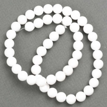 Discount! White Agate Beads on Thread (Imitation Acrylic) Smooth Beads, 8 mm Diameter, 40 cm Length +/-