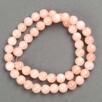 Discount! Selenite Beads on Fishing Line (Acrylic Imitation) Smooth Beads, Diameter 8.5 mm ±, Length 40 cm+