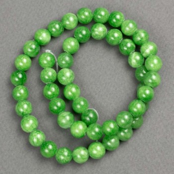 Discount! Jade Beads (Acrylic Imitation) on Fishing Line, Smooth Beads, 8.5 mm Diameter, 40 cm Length