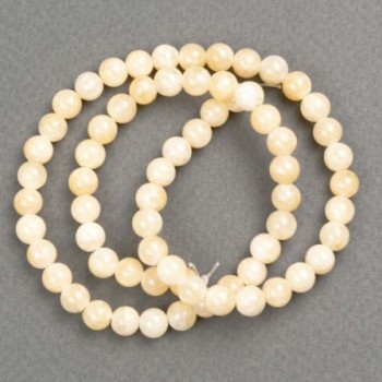 Discount! Mother-of-Pearl Beads on Fishing Line (Imitation Acrylic) Smooth Bead, Diameter 6 mm, Length 39 cm