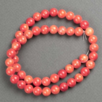 Sale! Coral Beads (imitation acrylic) on beading thread, smooth round beads, diameter 8.5 mm, length 40 cm ±