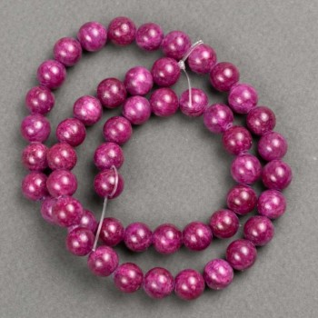 Discount! Beads on thread Raspberry tinted quartz (imitation acrylic) smooth bead, 8mm diameter+/-, length 40cm +
