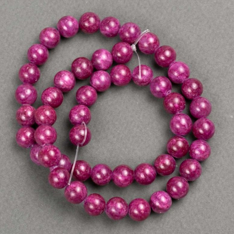 Discount! Beads on thread Raspberry tinted quartz (imitation acrylic) smooth bead, 8mm diameter+/-, length 40cm +