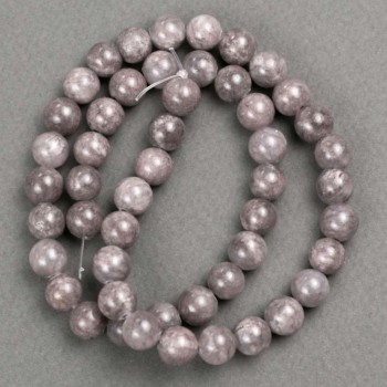 Discount! Beads on thread - tinted quartz (acrylic imitation) dark gray smooth bead, diameter 8.5 mm, length 40 cm