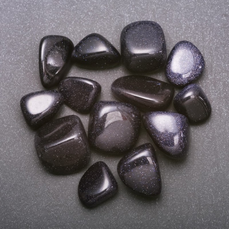 Natural Aventurine Stone Blue Sand 'Night of Cairo' Tumbled Stone 15×20mm (+-) Packaging 100 g