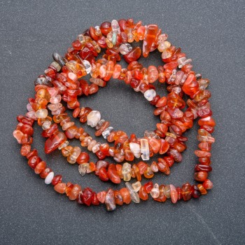 Carnelian chip beads on thread, natural stone, 9x5 mm, length 84 cm +