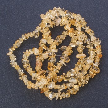 Beads of natural citrine on a thread, 'stone chip', length 85 cm, diameter 5 mm (±)