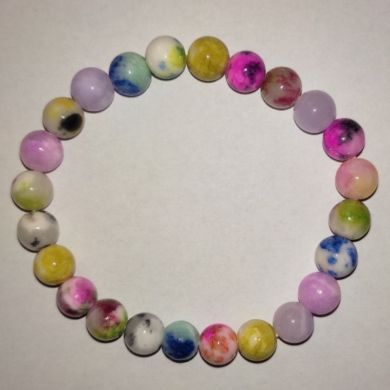 Bracelet with assorted toned quartz beads, 8 mm diameter, length 18 cm