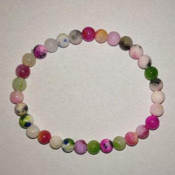 Bracelet with Assorted Tinted Quartz Beads (Imitation), Bead Diameter 6 mm, Length 18 cm