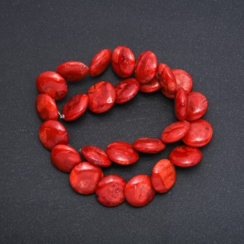 Brown Sponge Coral Coin Beads, 18mm Diameter, 39 cm Strand