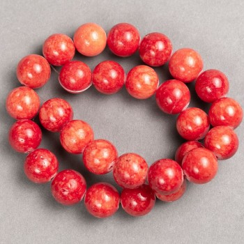 Discount! Coral Beads (Imitation Acrylic) On Thread, Smooth Round Bead, Diameter 14mm ±, Length 40cm +