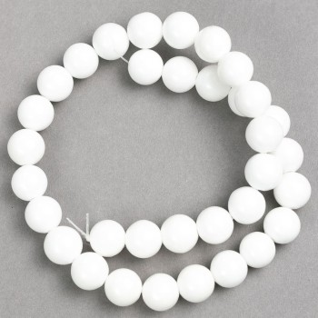 SALE! White Agate Beads on Fishing Line (Imitation Acrylic) Smooth Beads, 12 mm Diameter, 40 cm length