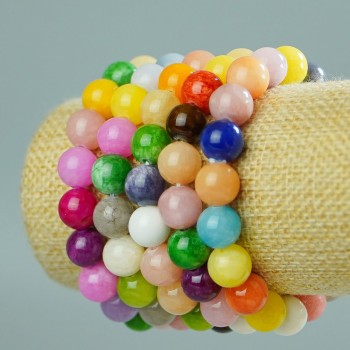 Bracelet with assorted tinted quartz beads (imitation), 10 mm diameter, 18 cm length