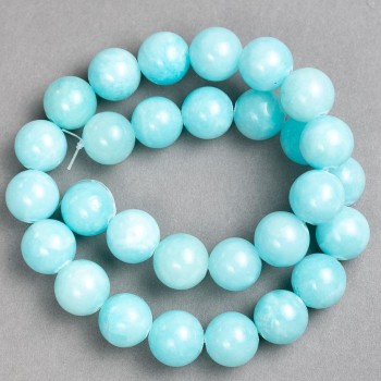 Discount! Aquamarine Bead on Beading Thread (Imitation Acrylic) Smooth Bead, 14.5 mm diameter, 40 cm length +/-