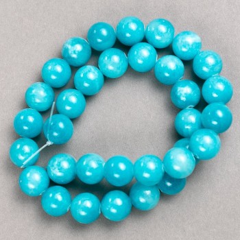Discount! Aquamarine Beads on Fishing Line (Imitation Acrylic) Smooth Ball, Diameter 12.5 mm, Length 40 cm