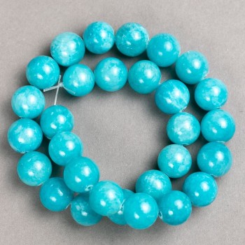 Discount! Aquamarine Beads on Beading Cord (Imitation Acrylic) Smooth Ball, Diameter 14mm ±, Length 40cm ±