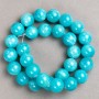 Discount! Aquamarine Beads on Beading Cord (Imitation Acrylic) Smooth Ball, Diameter 14mm ±, Length 40cm ±