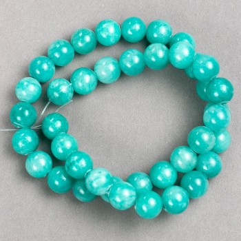 Discount! Acrylic Amazonite Beads on Thread (imitation acrylic) smooth sphere, diameter 10.5 mm, length 40 cm