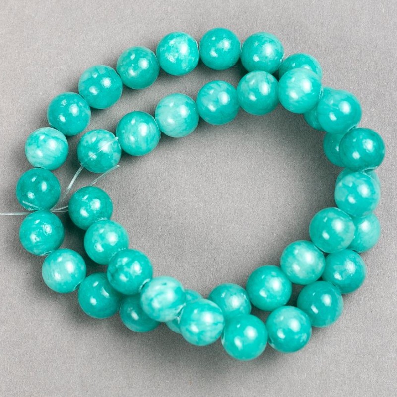 Discount! Acrylic Amazonite Beads on Thread (imitation acrylic) smooth sphere, diameter 10.5 mm, length 40 cm
