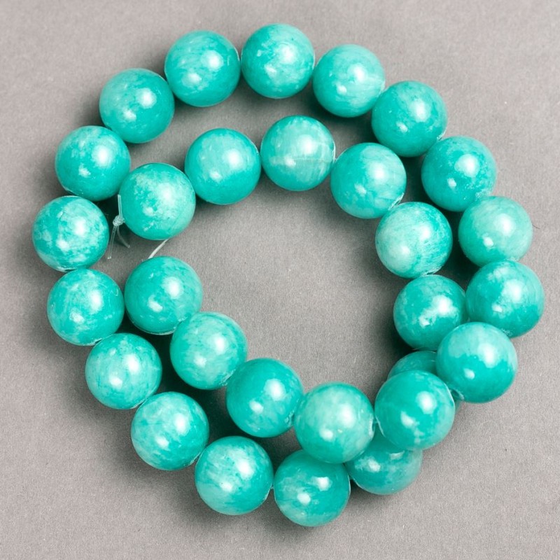 Discount! Amazonite Beads on Thread (Imitation Acrylic) Smooth Round Beads, 14mm+-, 40cm+