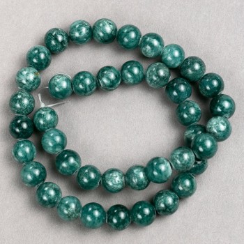 Discount! Beads on a thread: Tinted Quartz (acrylic imitation) Viridian color, smooth bead, 10mm diameter ±, 40cm length +