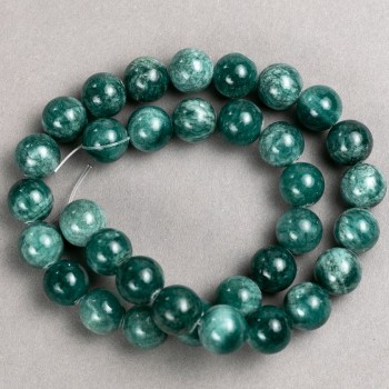 Sale! Beads on a thread Toned Quartz (acrylic imitation) viridian color, smooth bead, diameter 12.5 mm, length 40 cm