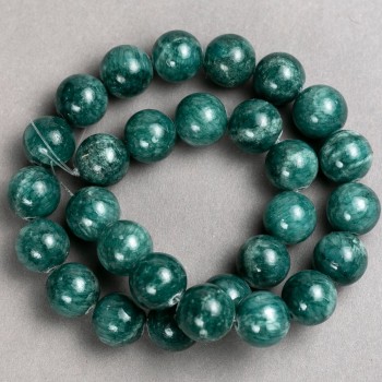 Discount! Beads on a Thread - Toned Quartz (Imitation Acrylic), viridian color, smooth round beads, diameter 14.5 mm, length 40 cm