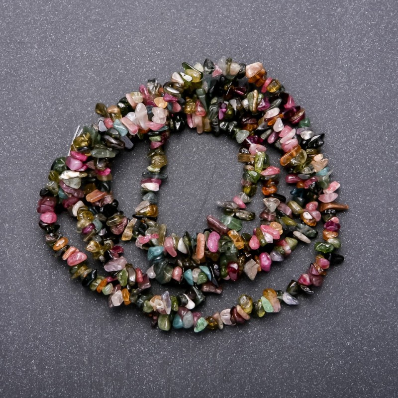 Beads of natural watermelon tourmaline, 5 mm diameter, 80 cm length