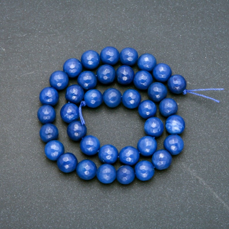 Apatite Beads on Thread (named after) Faceted Sphere, 10mm diameter, 38cm length +