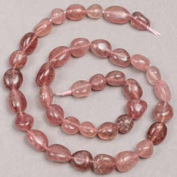 Strawberry quartz faceted beads, diameter 8x12 mm, length 38 cm