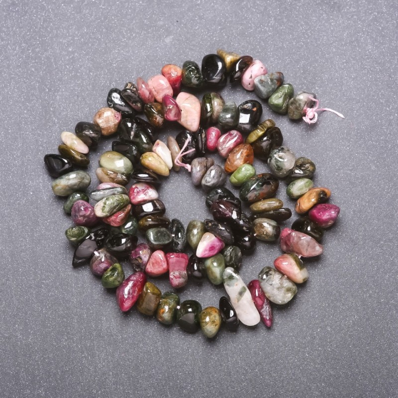Tourmaline Chip Beads, Natural Stone, 8-10 mm diameter, 38 cm strand (±)