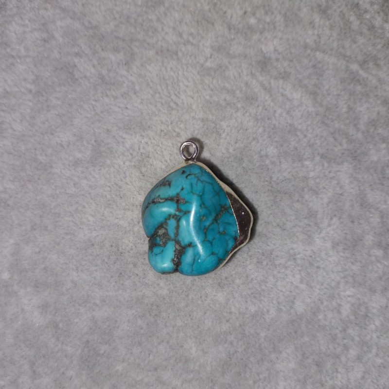Turquoise Pendant (Imitation) in Silver Setting 36x20 mm +