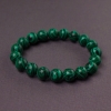 Malachite elastic bracelet with smooth beads, 10mm diameter, 18cm length