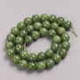 Beads made of natural Canadian jadeite, smooth round beads, diameter 10 mm, length 39 cm