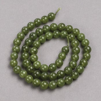 Natural stone beads Canadian Jadeite - smooth round beads, diameter 6.5 mm, length 39 cm
