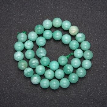 Natural stone Burmese Jade beads - smooth round beads, diameter 10 mm (+/-), length 38 cm