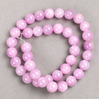 Discount! Kunzite Beads (Imitation Acrylic) on Beading Thread, Smooth Round Bead, Diameter 10.5 mm +-, Length 39 cm +